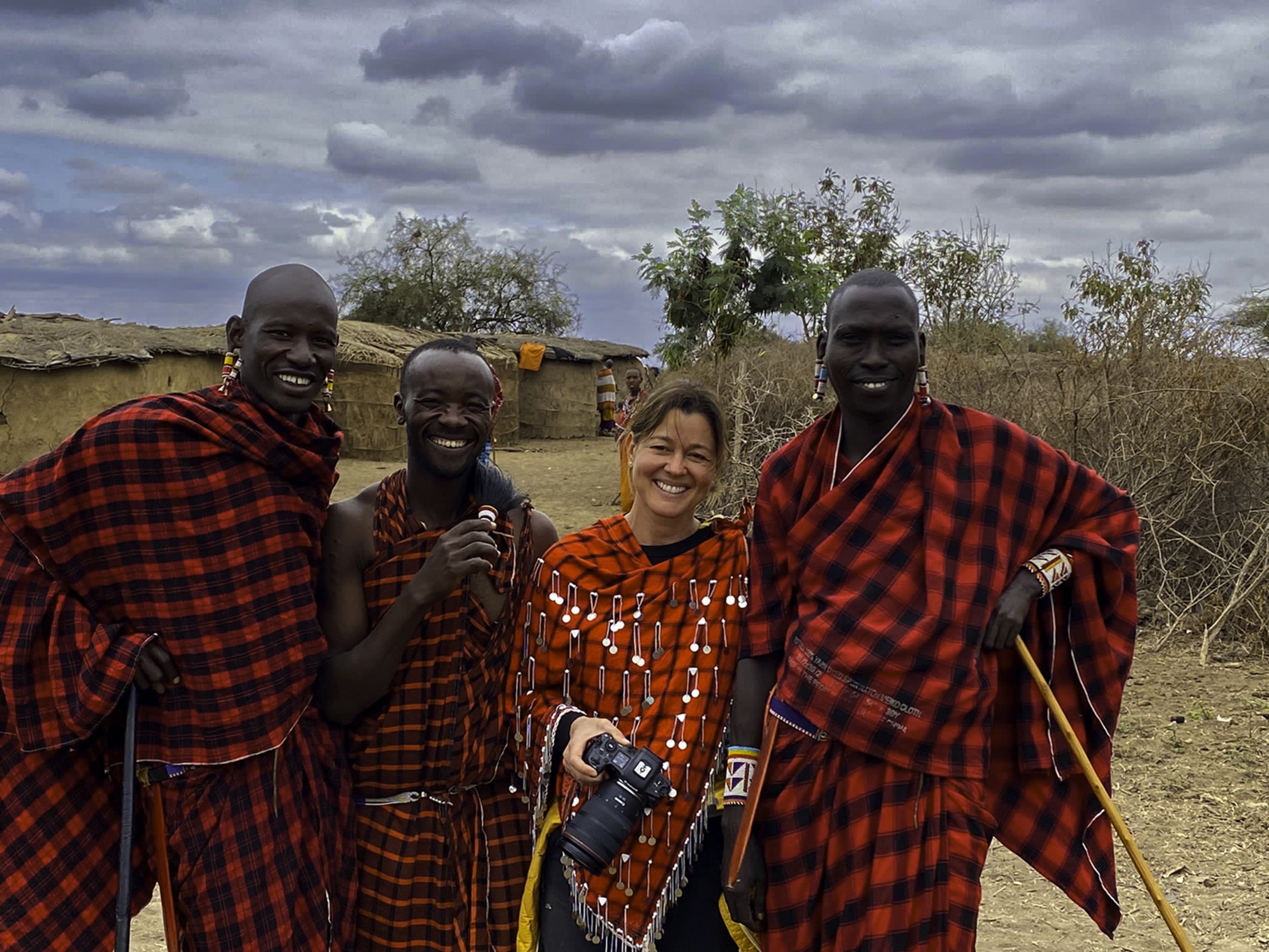 Luiza Michalewicz with Masai people