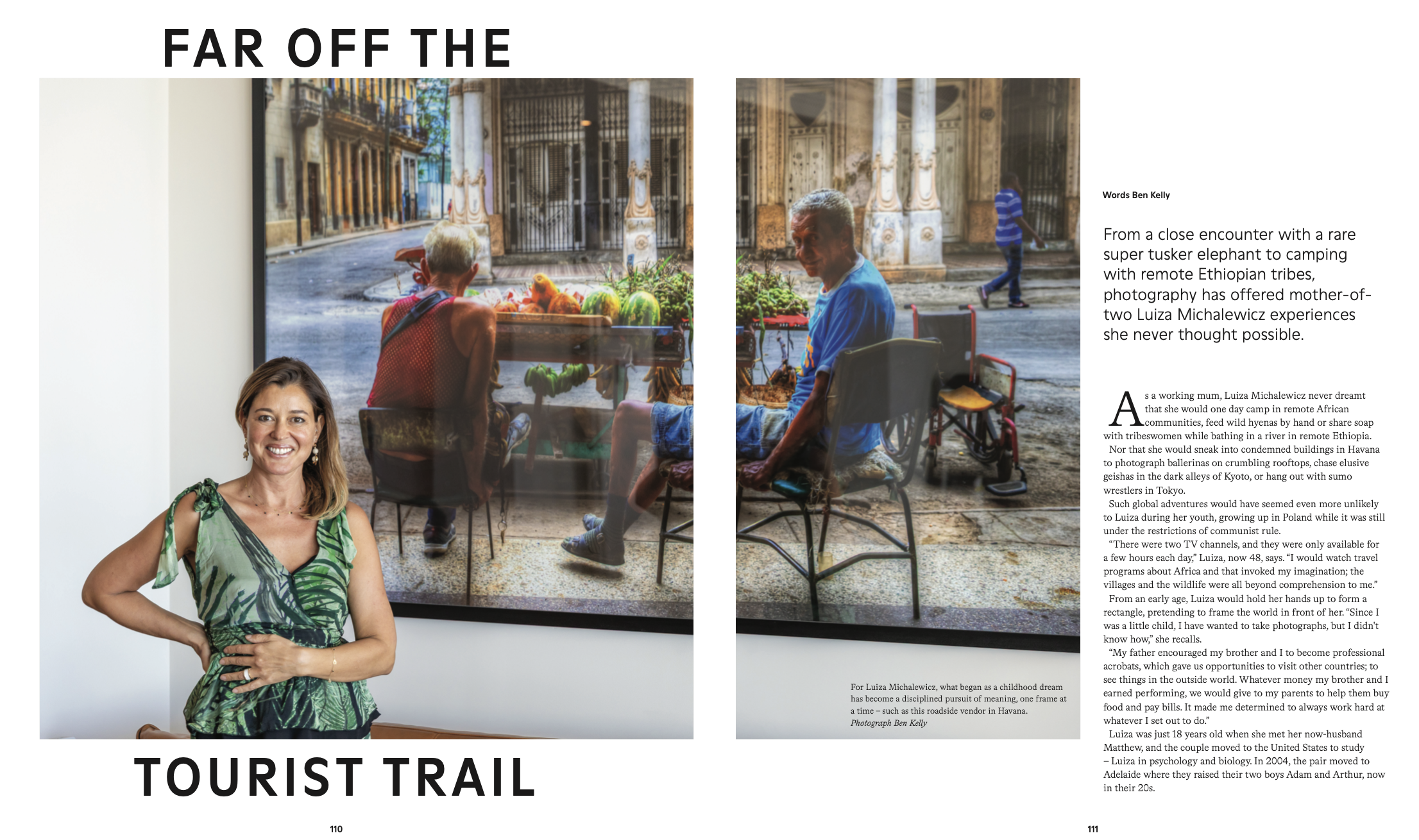 SA Life opening feature page about Luiza Michalewicz and her Havana street photography