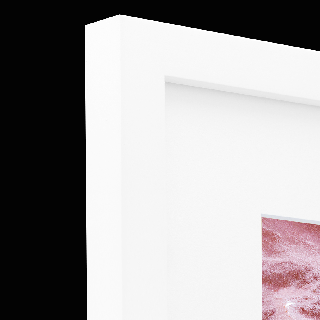 White frame with mat side profile example